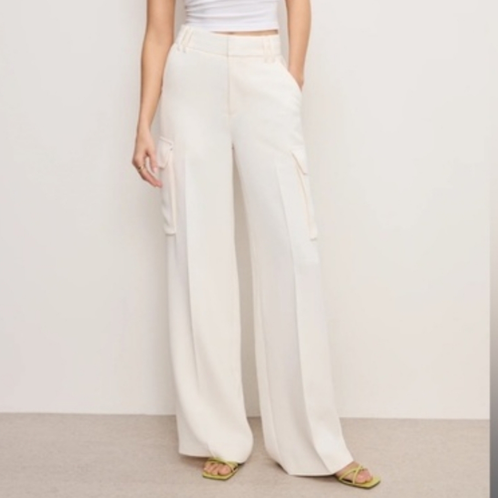Good American Wide-Leg Pants, Cloud White Cream. Plus Size Woman's 30W